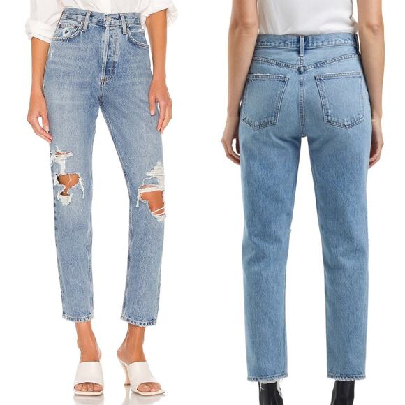 NWT AGOLDE Fen High-Rise Relaxed Taper Denim Jeans in Color Wander (Sz 26) - Picture 1 of 11